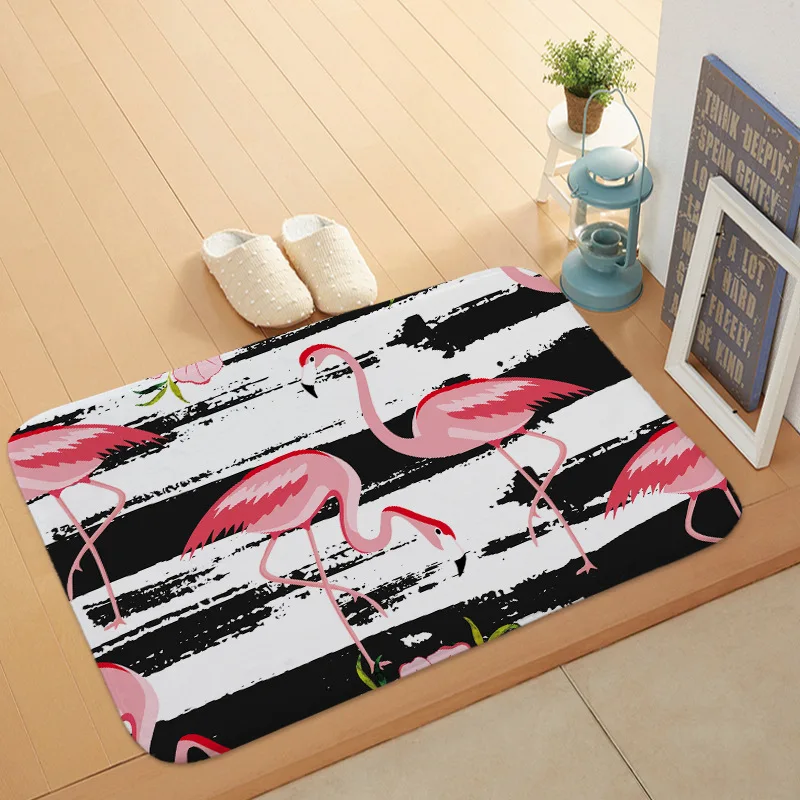 Anti Slip Doormat for Entrance Door Pink Flamingo Mats Rectangular Light Thin Flannel Home Decor Kitchen Bathroom Non-slip Mat | Дом и сад