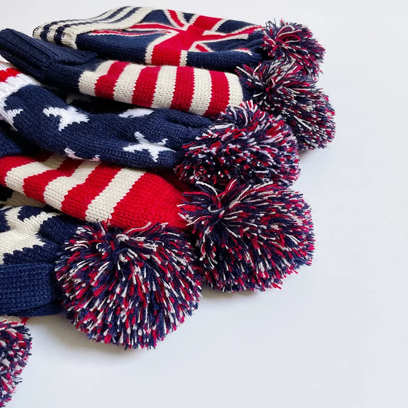 Зимние трикотажные шапки с помпонами в американском стиле для мужчин винтажная