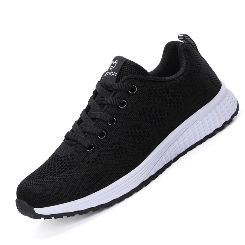 

High Quality Women Casual Shoes Black Women's Sneakers Mesh Comfort Breathable Flying Weaving Woman Shoes White Tenis Femenino