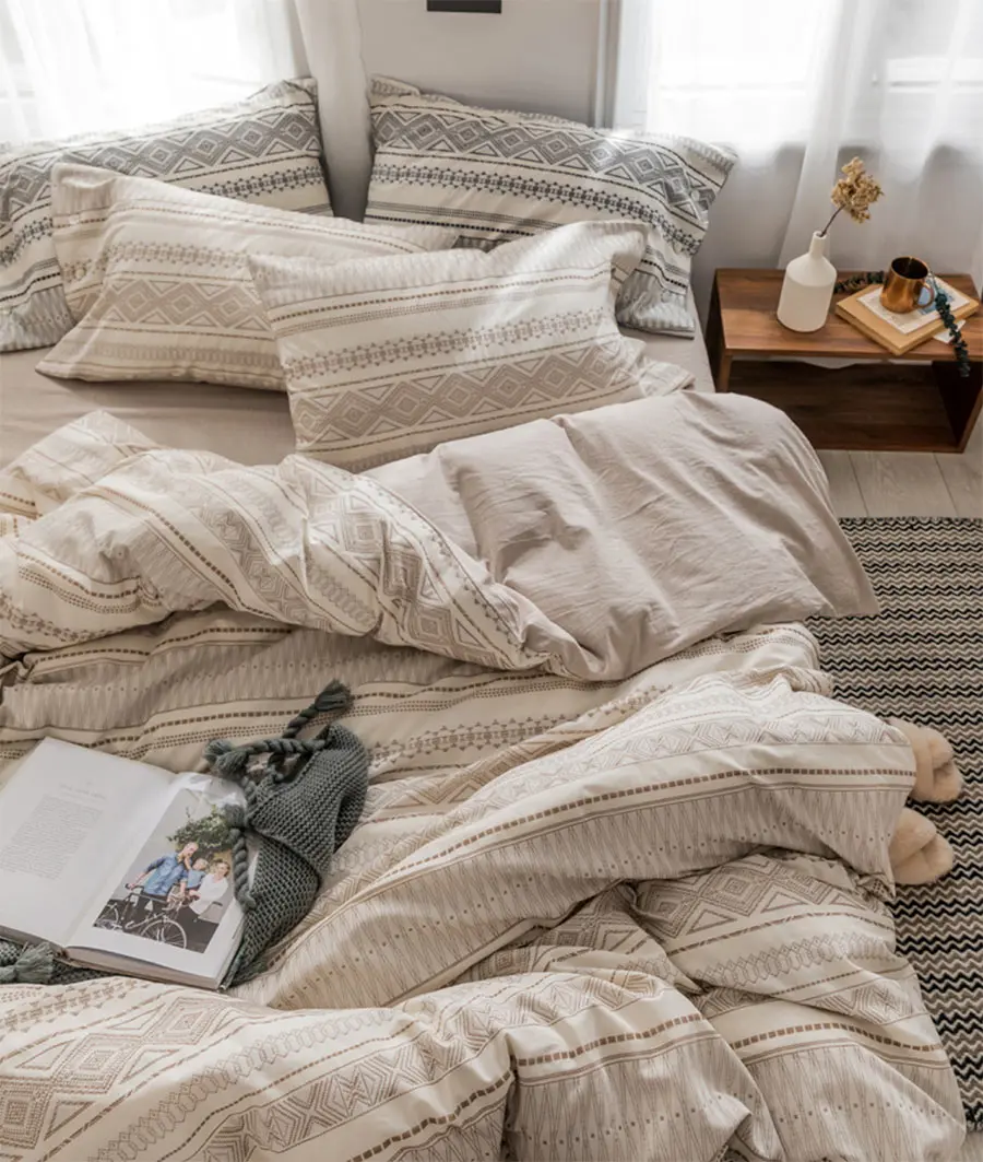 Fashion geometric bedding set full queen king cotton blue purple red brown double home textile bedsheet pillow case quilt cover | Дом и сад