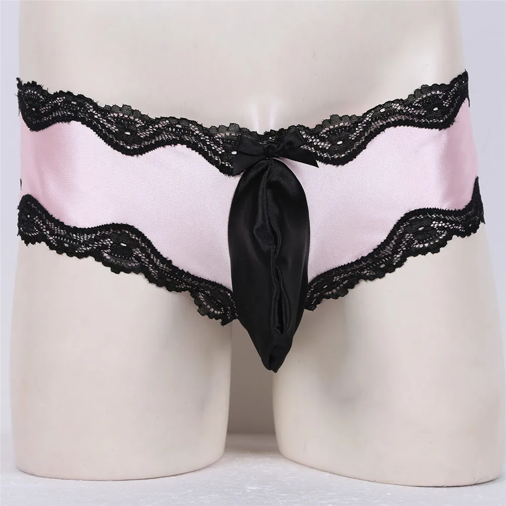 Мужские кружевные трусы TiaoBug Стрейчевые Трусики бикини из волнистой ткани