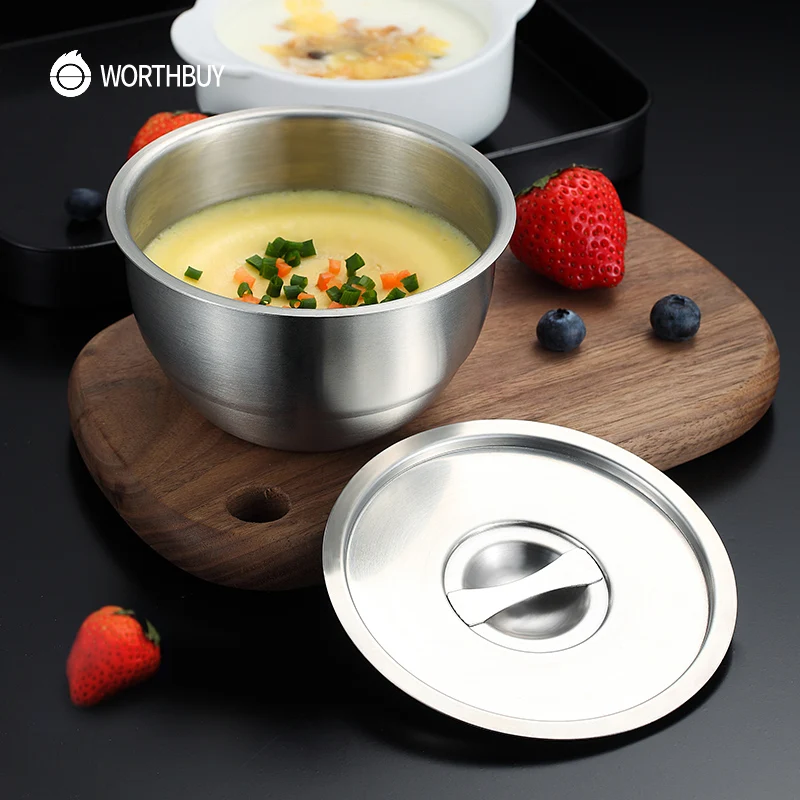 WORTHBUY 304 нержавеющая сталь яйцо котел чаша для детей браконьерка с крышкой на пару