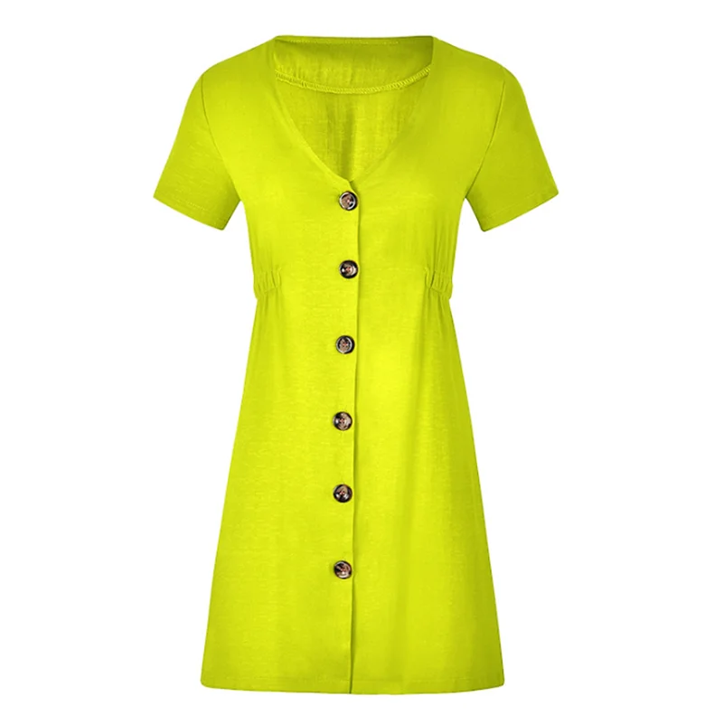 

short sleeve Solid Slim Mini High v neck Skinny Fashion 2020 Dress Summer dresses Women female Fashion Casual Style New