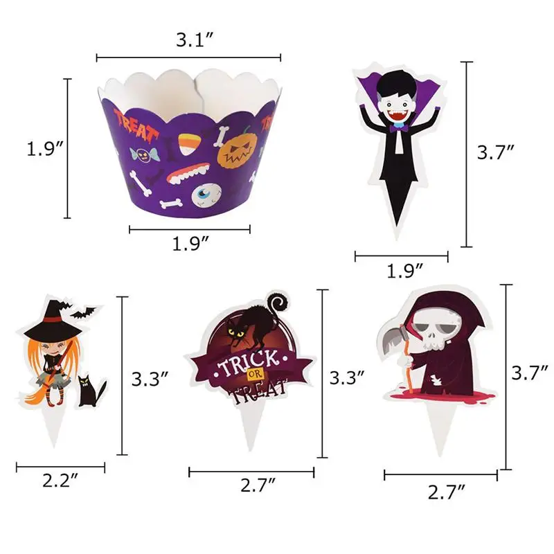 48 шт. тематические украшения для Хэллоуина|Товары тортов| |