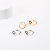 trendy earring pvd gold finish knot circle clip earring stainless steel tarnish free gold jewelry wholesale