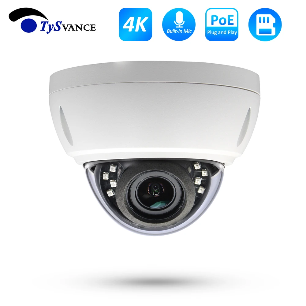 Умная купольная IP-камера 4K POE 8 Мп водонепроницаемая комнатная камера