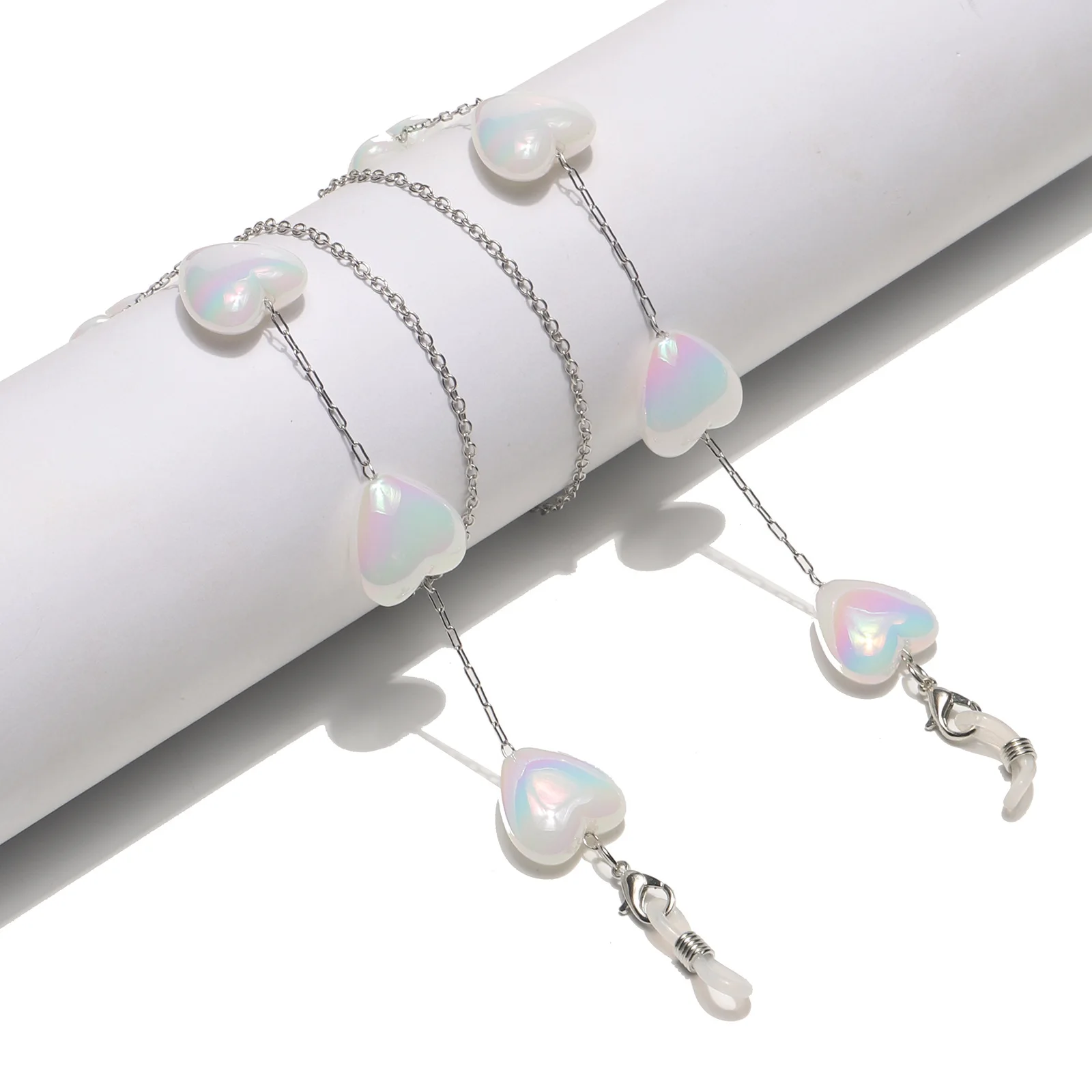 

Heart Pearl Stainless Steel Eyeglasses Cord Rope Hanging Lanyard Chain Glasses Sunglasses Chains