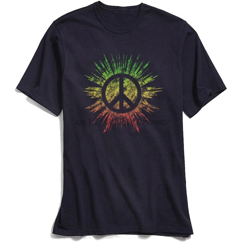 Винтажная Мужская футболка с надписью Rasta Peace Top футболки Faddish коротким рукавом