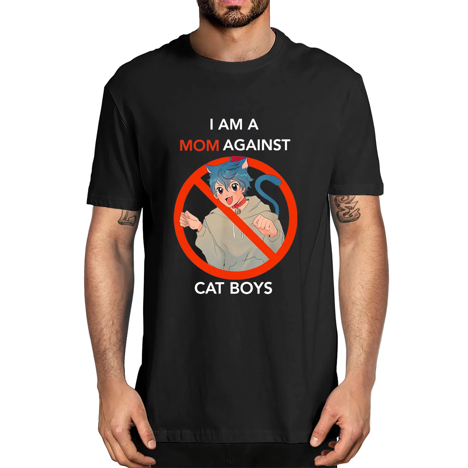 

Unisex New Fashion I Am A Mom Against Cat Boys Funny Anime Adult Novelty Classic Funny Men's T-Shirt Women Soft Tee
