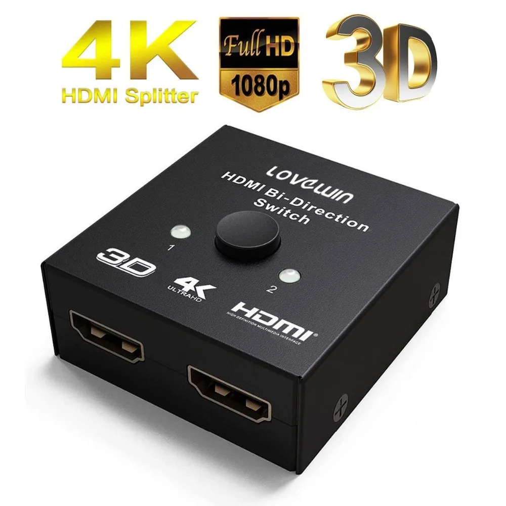 HDMI совместимый сплиттер Full HD 1080p 3D 4KX2K видеопереключатель 1X2 2X1 1 вход 2 выхода
