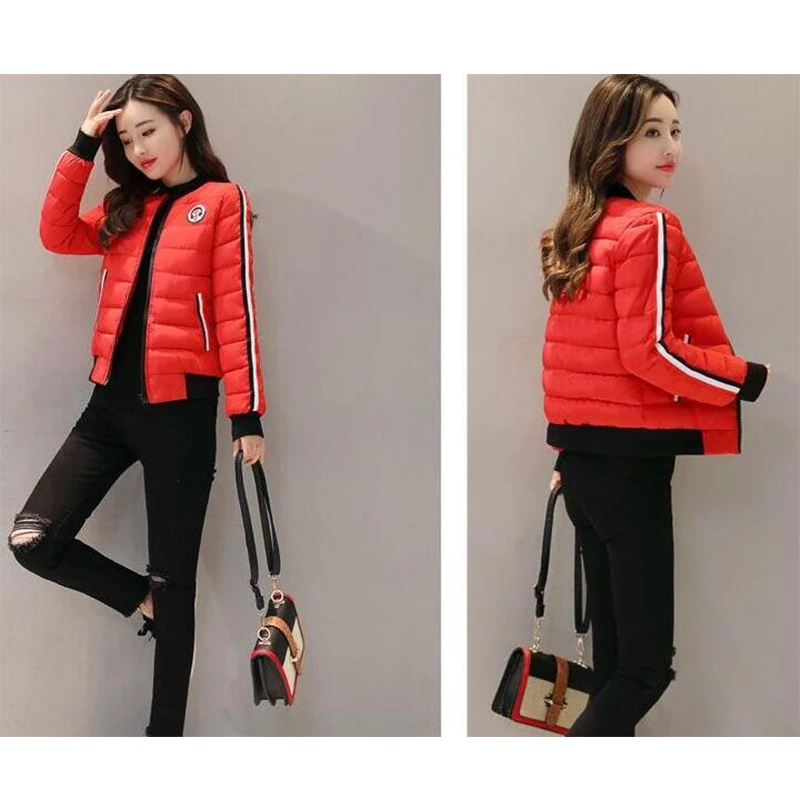 

Ladies Bomber Jackets Autumn Winter Retro Baseball Short coat for women Students Ribbed Cuffs Feminina Basic Outwear Plus Size