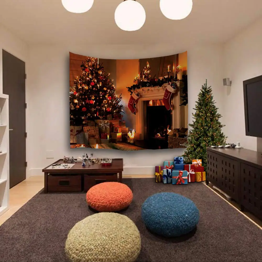 Высокое разрешение цифровая печать дизайн рождественские чулки каминный