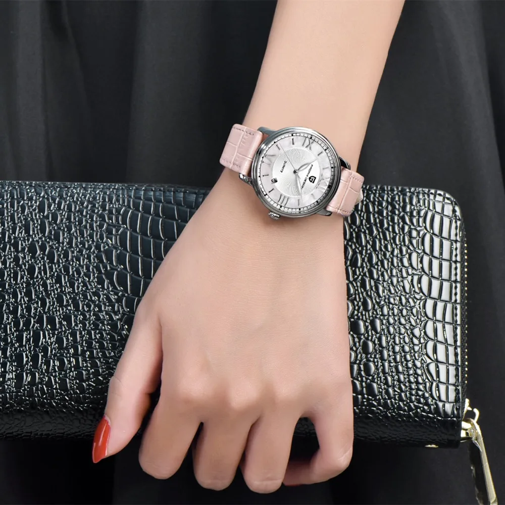 PAGANI DESIGN Fashion Casual Women Quartz Watch Automatic Date Pink Elegant Case Leather Waterproof Lady Relogio Feminino | Наручные часы