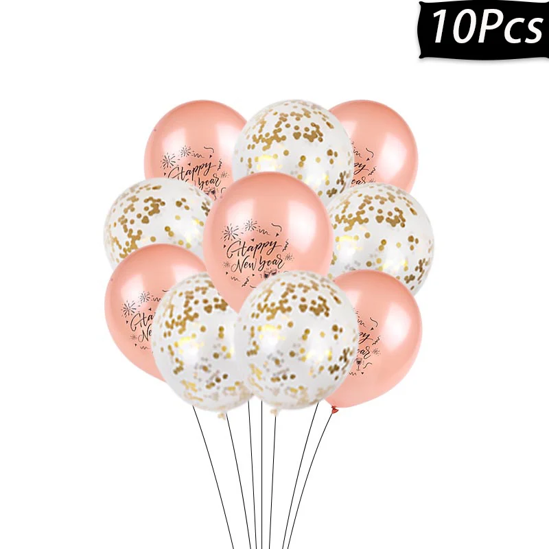 10pcs rose gold Воздушный шар из фольги с новогодней звездой, круглый шар с номером для Рождественского украшения дома, новогодний декор, поставки Navidad - Цвет: 10pcs rose gold