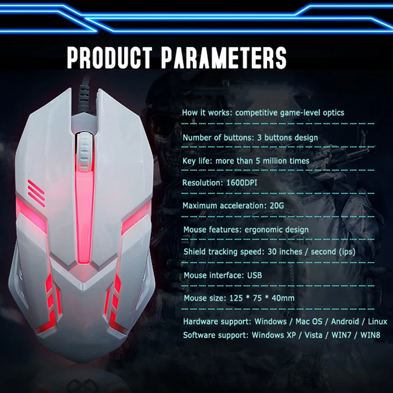 

X1 Colorful Gaming Mouse Adjustable Wired Optical LED Computer Mice USB Cable Luminous Mouse For Laptop PC For Mouse Gamer
