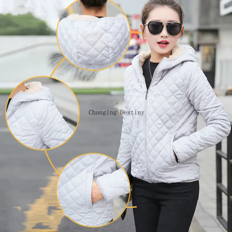 S-XXL женские осенние парки базовые куртки зимние бархатные пальто с капюшоном из