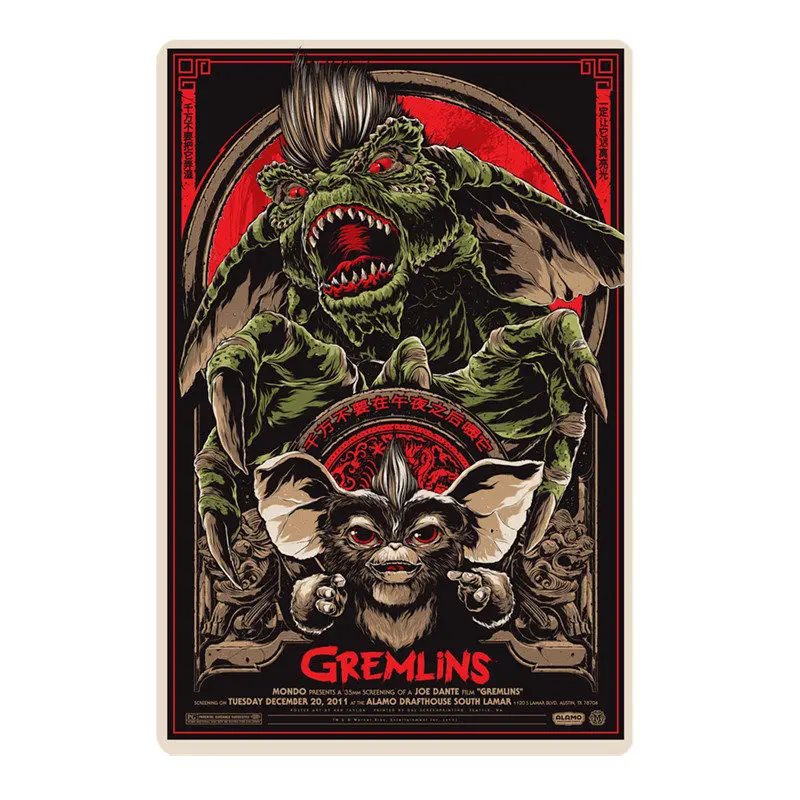 Армейский зеленый Металлические барные Знаки Декор Gremlins винтажные металлические знаки бляшки и знаки домашний декор тарелки Ретро Размер: 20*30 см - Цвет: Армейский зеленый