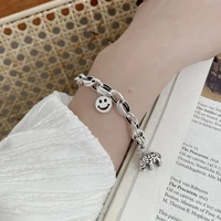 fmily minimalist 925 sterling silver personality hollow elephant bracelet retro fashion smiley face jewelry for girlfriend gift