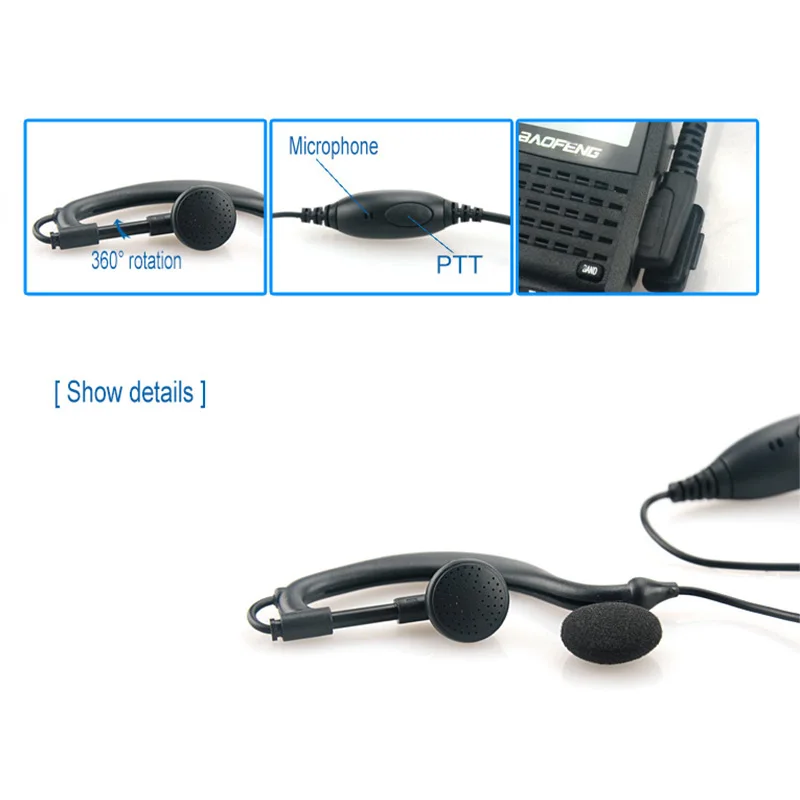 2 шт. PTT микрофон Walkie-Talkie наушники высококлассные Двухштырьковые к вилка радио Walkie