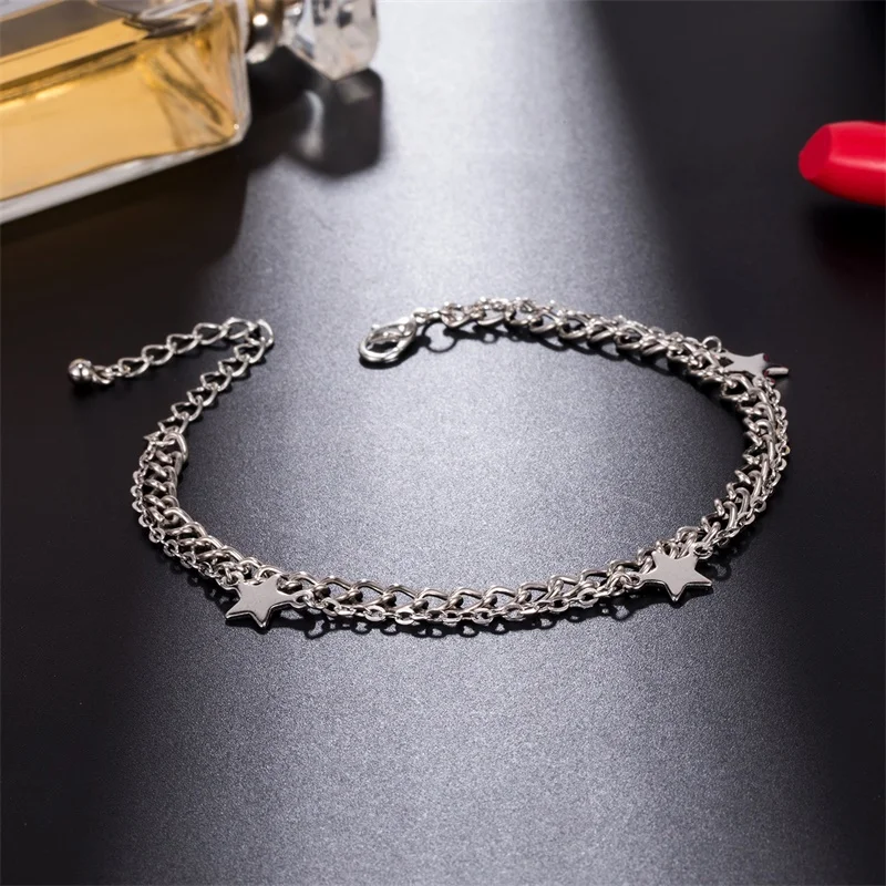 

2020 Boho Star Anklet Bracelet For Women Gold Multilayer Crystal Anklets Chain Foot Bracelet on Leg Beach Jewelry Accessories