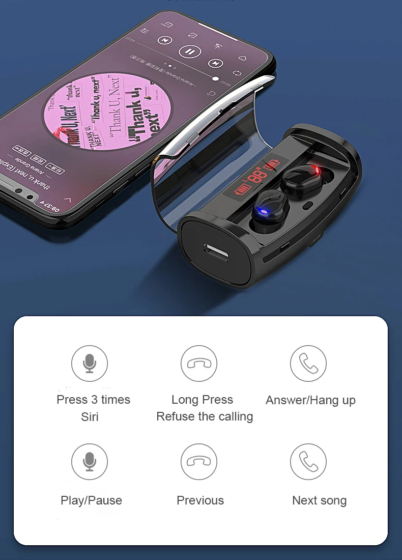 Настоящие беспроводные Bluetooth наушники 5,0 8D стерео беспроводные наушники TWS наушники бас мини наушники с аккумулятором 2600 мАч
