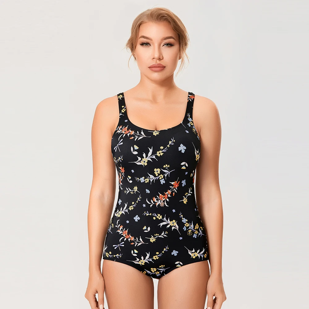 Женский базовый сплошной купальник купальные костюмы размера плюс | Спорт и