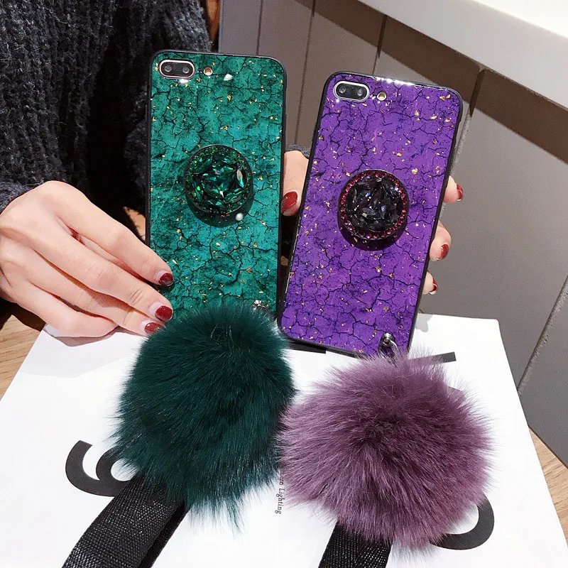 

Epoxy Gold Foil Gem Case For Xiaomi Redmi Note 8 7 6 7A 8A K20 Ring Holder Lanyard Cover For Mi F1 9 Pro 8 SE A2 A3 Lite Case