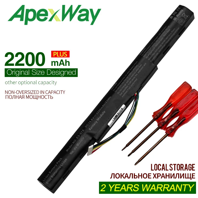 

Apexway 2200 мАч 14,8 в Аккумулятор для ноутбука Acer Aspire E15 E5-475G 523G 553G 573G 575G 774G AS16A5K AS16A7K AS16A8K