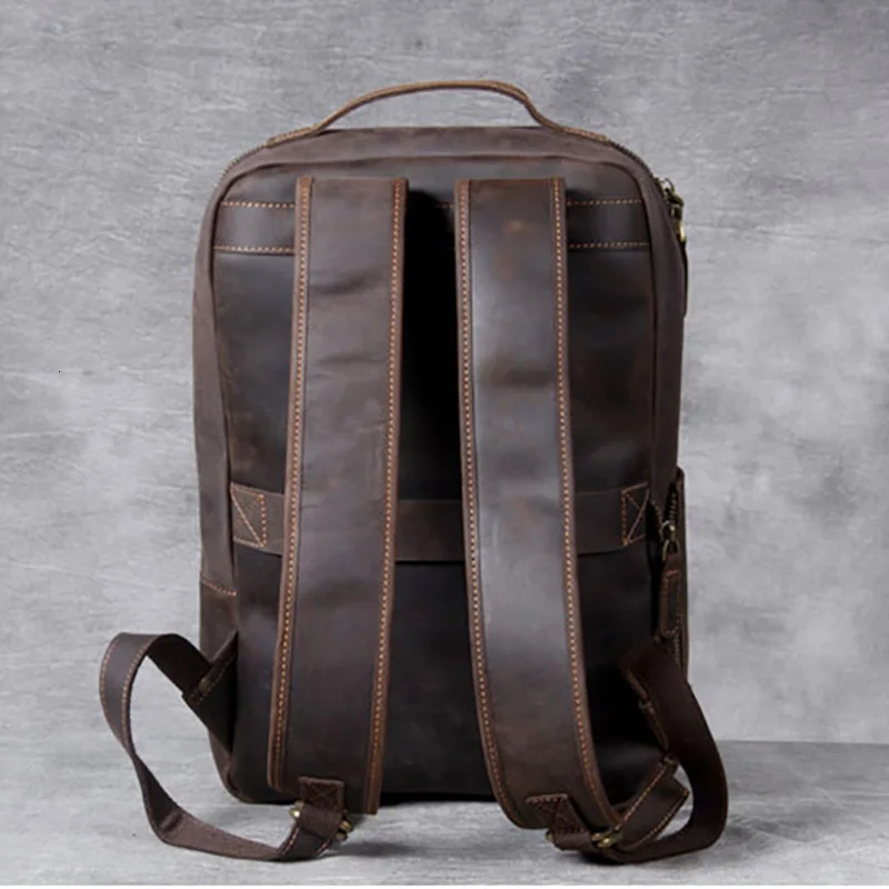 Новая мужская кожаная сумка для компьютера, рюкзак Mochilas Hombre, винтажная кожаная сумка Mad Horse, кожаный рюкзак с защитой от кражи