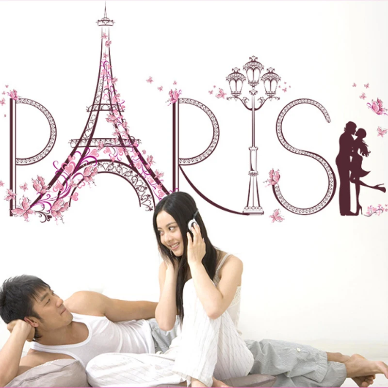 

Tower Vinyl Wall Stickers for Couple, for Paris Lovers, Romantic Decals for Home, Living Room Decoration