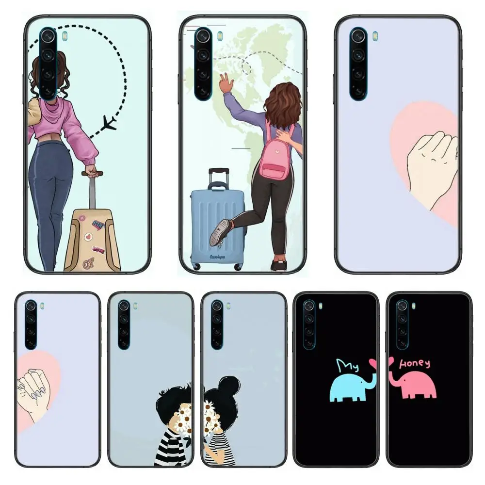 

Lovers friendship case cartoon Phone Case For XiaoMi Redmi Note 9S 8 7 6 5 A Pro T Y1 Anime Black Cover Silicone Back Pretty