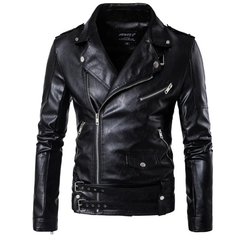 

Nice Pop pilot leather jacket casual PU leather motorcycle coat Vogue Men diagonal zipper slim leather jacket large size M-5XL