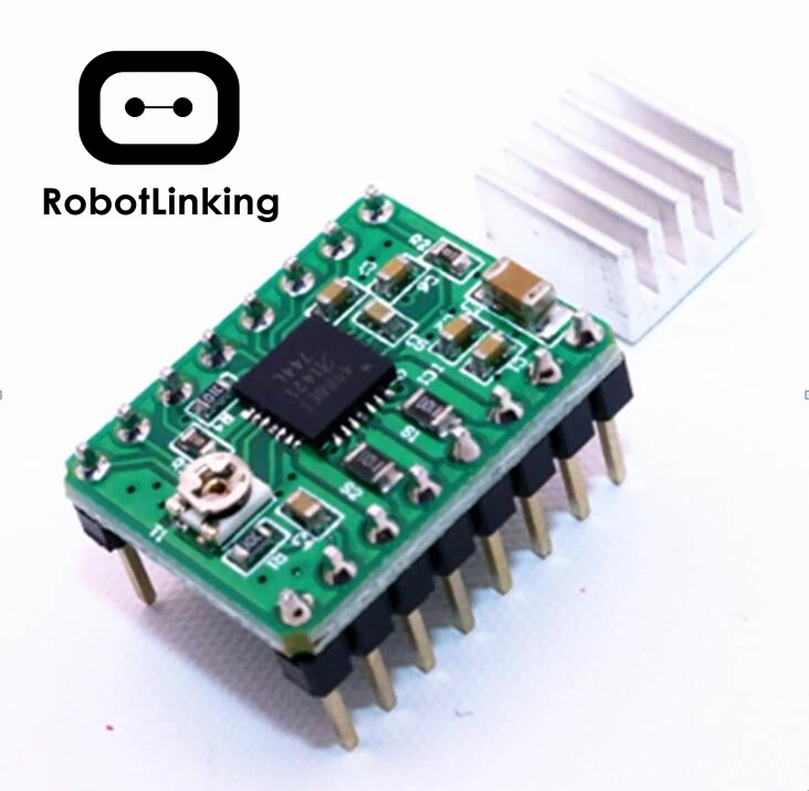 Модуль драйвера шагового двигателя Green A4988 StepStick + радиатор 3D принтер Reprap