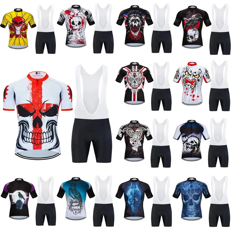 Moxilyn Skull Cycling jersey Set Summer Bicycle Clothing Maillot Ropa Ciclismo Hombre MTB Bike Clothes Sportswear Cycling Set