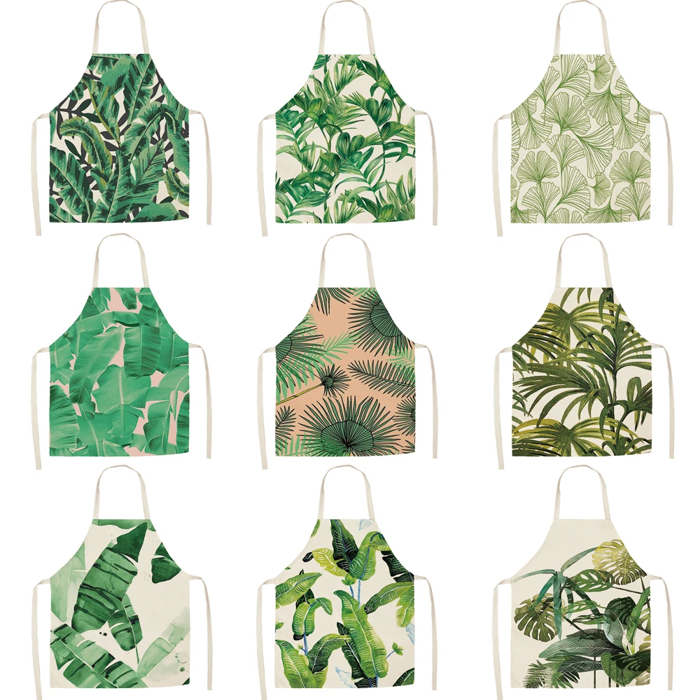 

Silstar Tex Green Leaf Apron Kitchen Tropical Plants Aprons For Men Waiter Cafe Shop BBQ Hairdresser