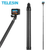 telesin 116cm carbon fiber monopod selfie stick extendable with 14 screw for gopro hero 10 9 8 7 6 insta360 osmo action camera