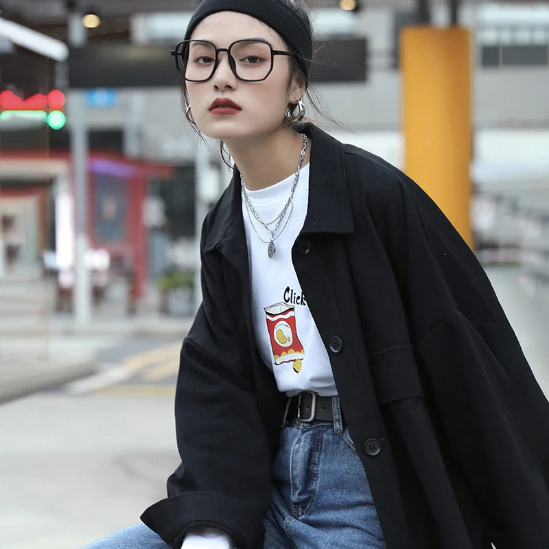 

[EAM] Women Purple Long Pocket Big Size Blouse New Lapel Long Sleeve Loose Fit Shirt Fashion Tide Spring Autumn 2021 1DD0882