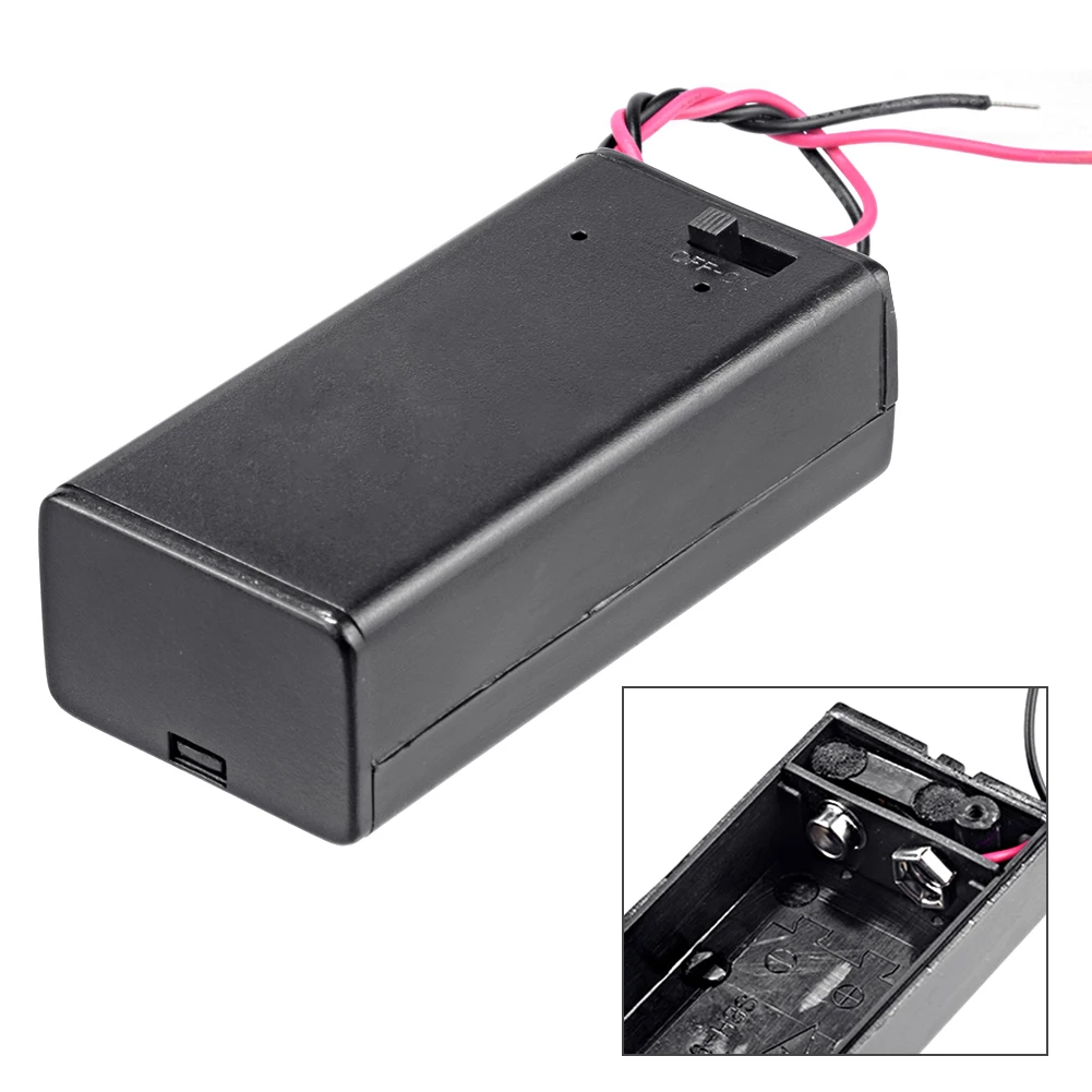 10Pcs 9 volt Box Pack Power Toggle Black 9V Battery Holder with ON/OFF Switch power bank case корпус With Connection Wire |