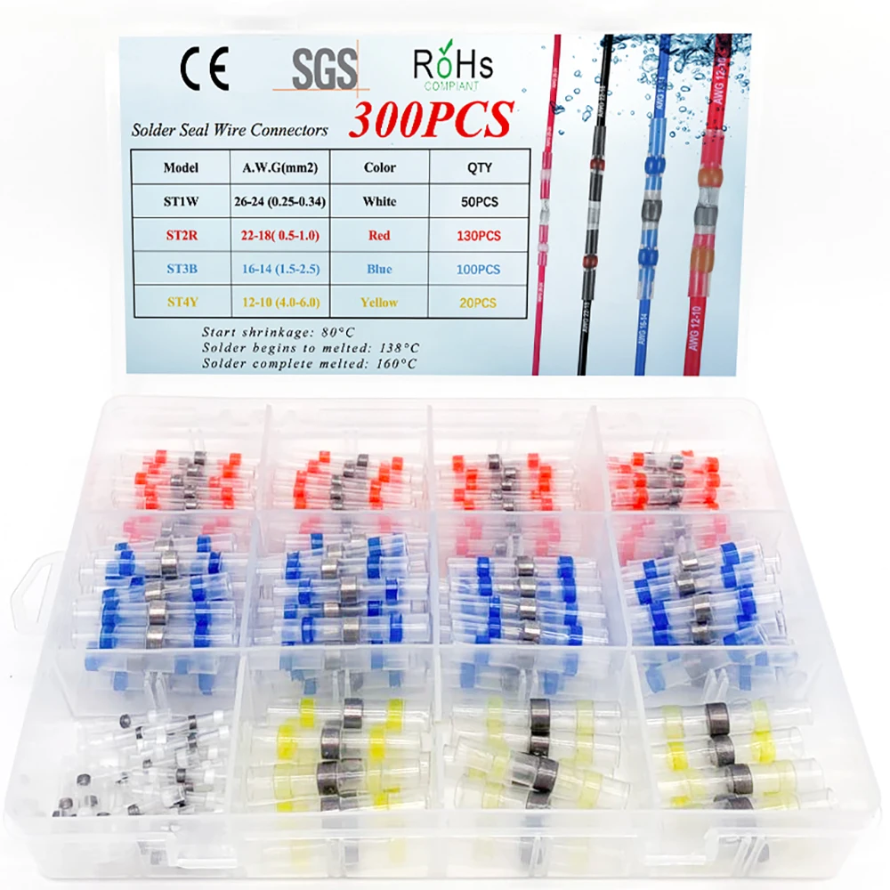 50 ~ 300 шт соединители провода уплотнения припоя термоусадочный стыковый