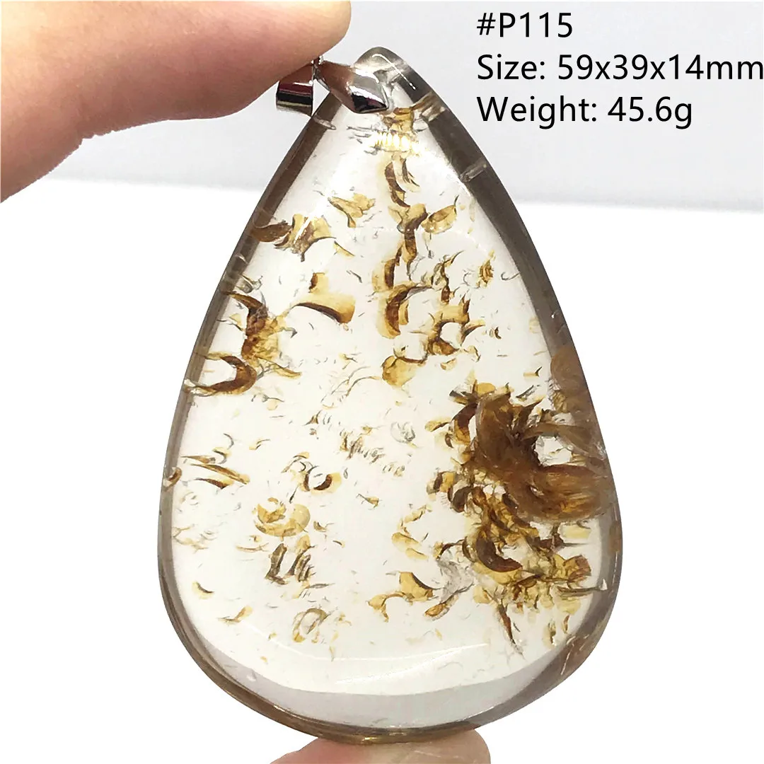 

Top Natural Yellow Limonite Phantom Quartz Pendant For Women Lady Men Gift Crystal Silver 59x39x14mm Beads Clear Gemstone AAAAA