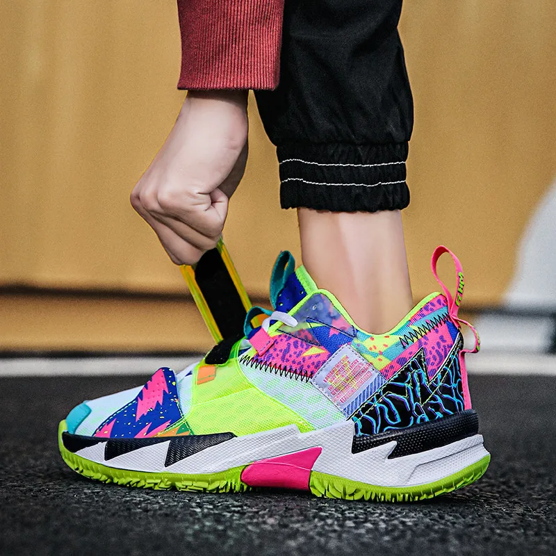 2021 Hot Superstar Fashion Rainbow Basketball Shoes Men Breathable High top Men's Sneakers Basketball Unisex Sports Shoes Basket