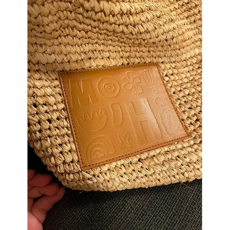 

2021 Straw bag handmade Splicing Package large capacity Women Handbag Shoulder Bag Fashion Advanced High Quality