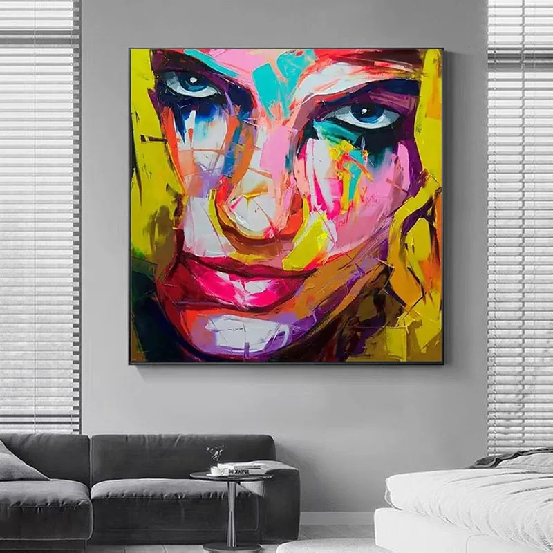 

Francoise Nielly Canvas Face Portrait Oil Painting Home Decor Palette Knife Hand Painted Wall Art Pictures For Living Room
