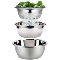 mixing bowl set and colander salad bowl stainless steel anti kitchen stacking bowl set non stick food preparation bowl