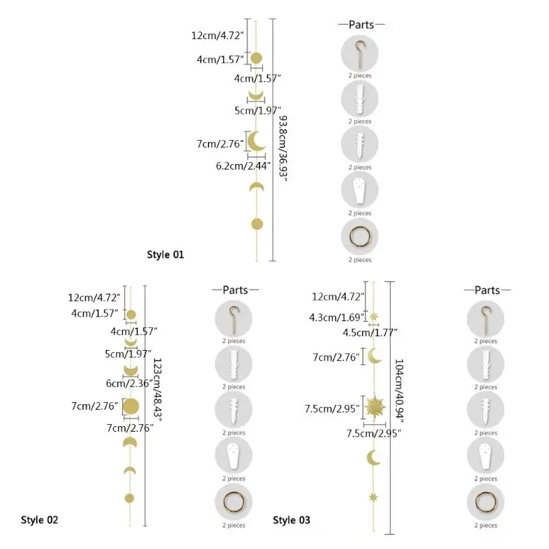 

Moon Phase Garland Chains Celestial Boho Shining Wall Hanging Decor Home Living Room Bedroom Ornaments