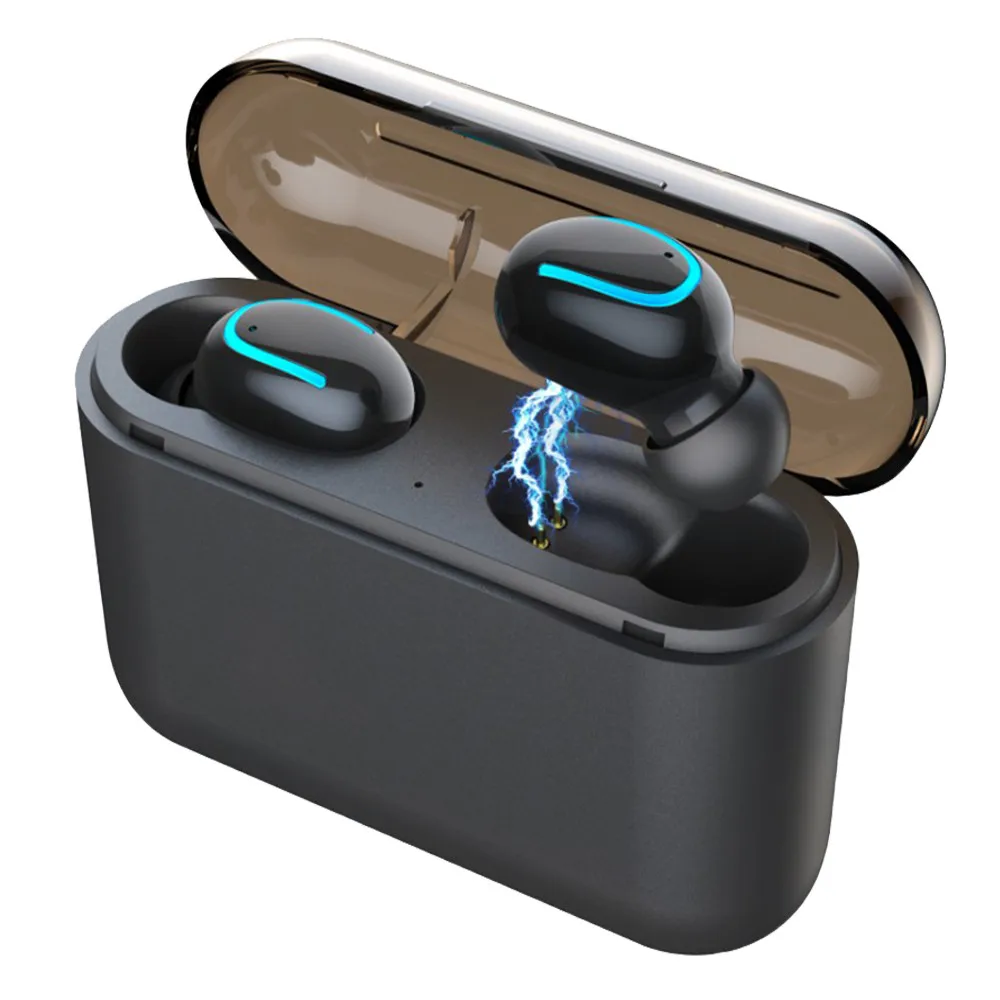 Black Excelvan HQB-Q32 TWS стерео беспроводные bluetooth-наушники-вкладыши мини-наушники с микрофоном Зарядка для IPhone Android мобильный телефон - Цвет: Black