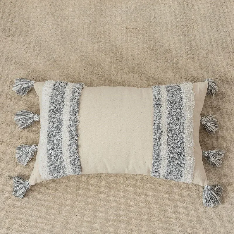

Decorative Cushion Cover Geometric Cotton Tufted Pillow Cover With Tassels Embroidered Throw Pillows For Sofa Bed Chair Car