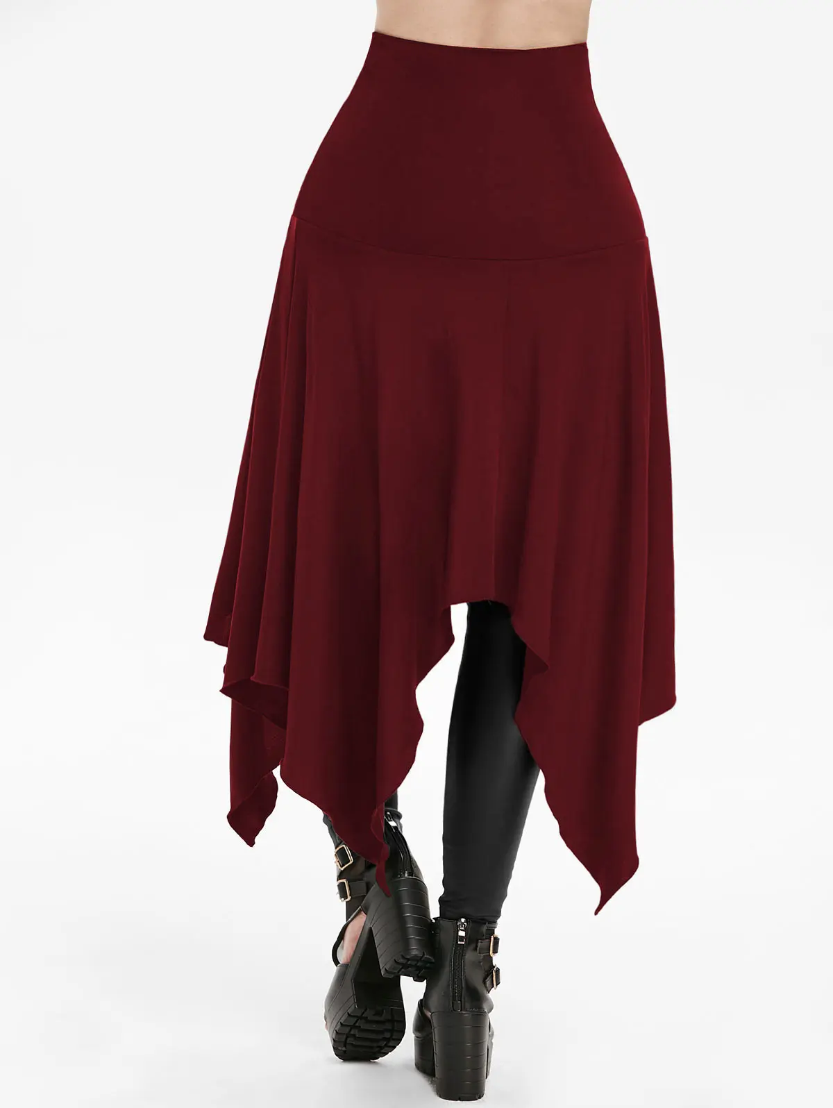 Женская длинная юбка на шнуровке готическая с разрезом спереди трапециевидная