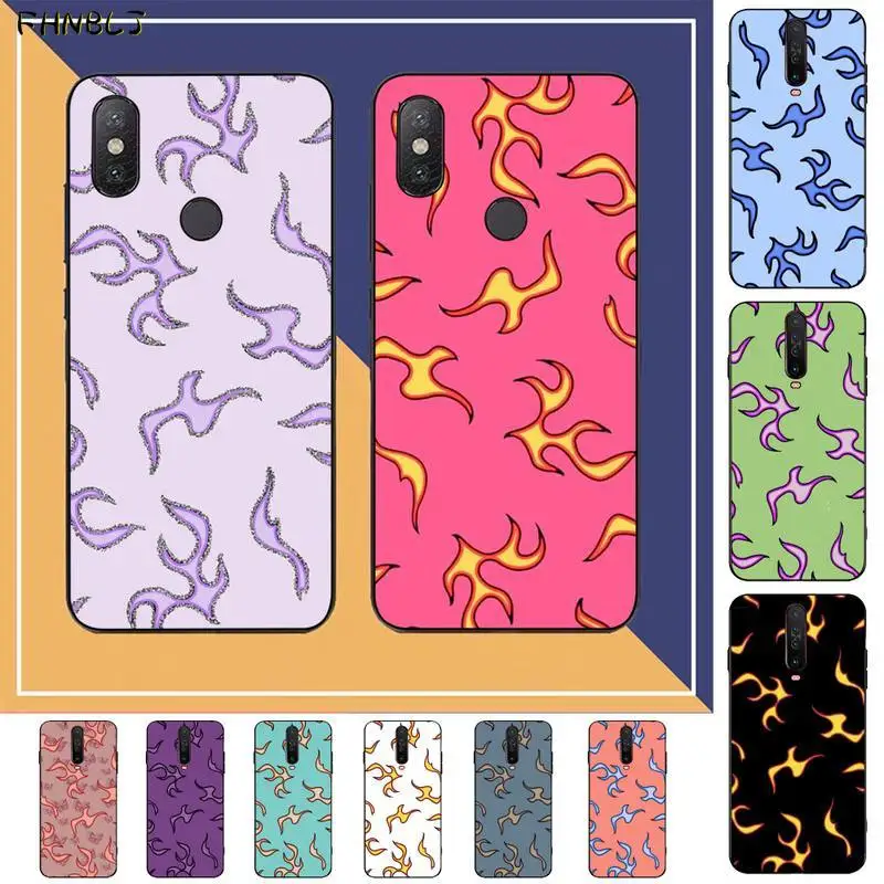 

FHNBLJ Fashion Flame Fire Print Fundas Painted Phone Case for RedMi note 9 4 5 6 7 5a 8 9 pro max 4X 5A 8T