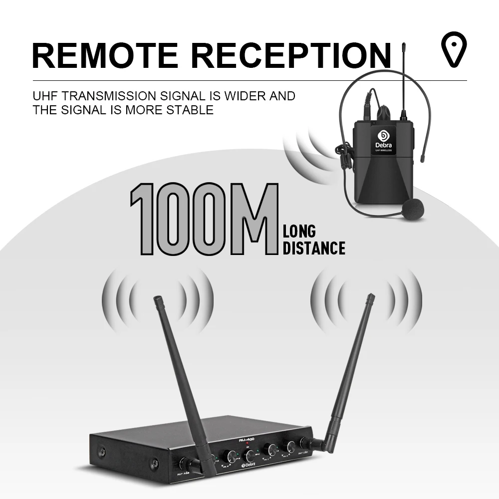 Беспроводной микрофон AU-400 4-канальная микрофонная система петличный и гарнитура